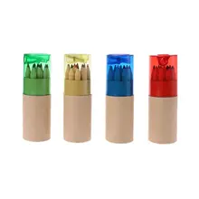 12pçs lápis de escrita de madeira 12 cores, lápis de escrita de pintura com afiador, mini presente bonito de criança