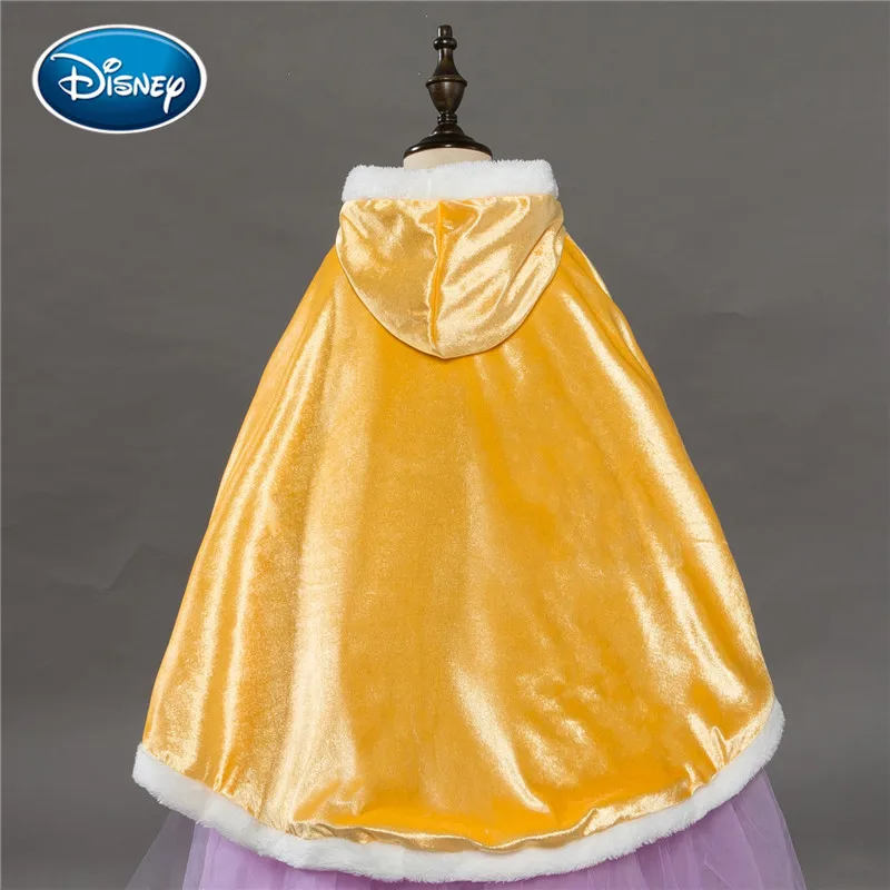 Disney Plush Warm cloak Girl dress princess Dress Anna Style Beauty and the beast Cape Girl Snow White Cosplay Kid Clothes