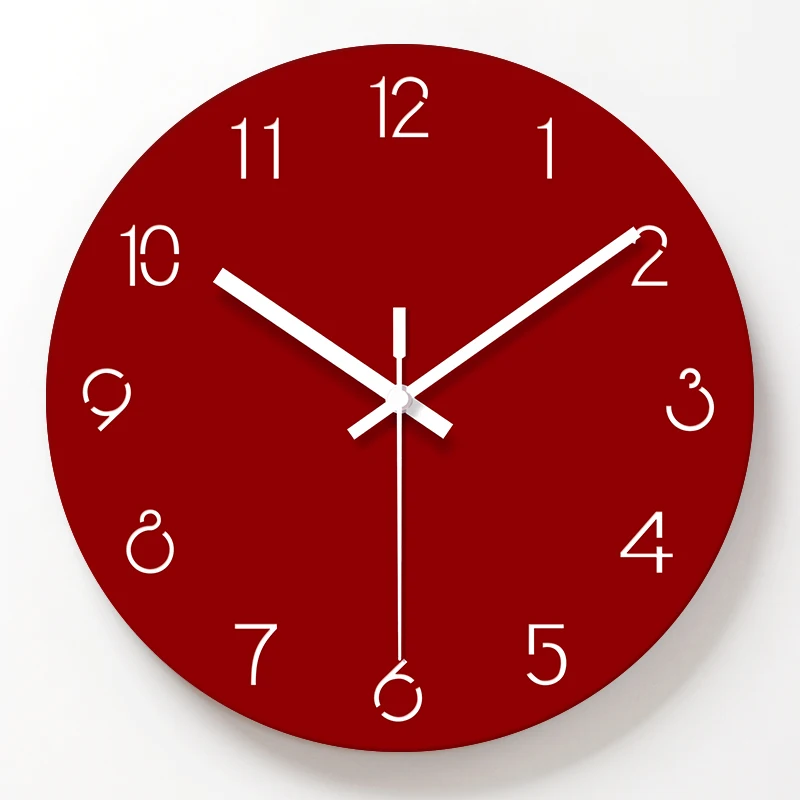 

Simple Decorative Wall Clocks Acrylic Red Color Wall Clock Living Room Mute Quartz Hanging Clock Modern Design Home Decor