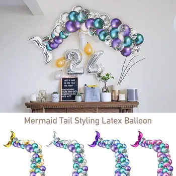 

42PCS 12 Inch Balloon Chain Set Mermaid Tail Styling Latex Balloon For Birthday Party Decoration Party Supplies