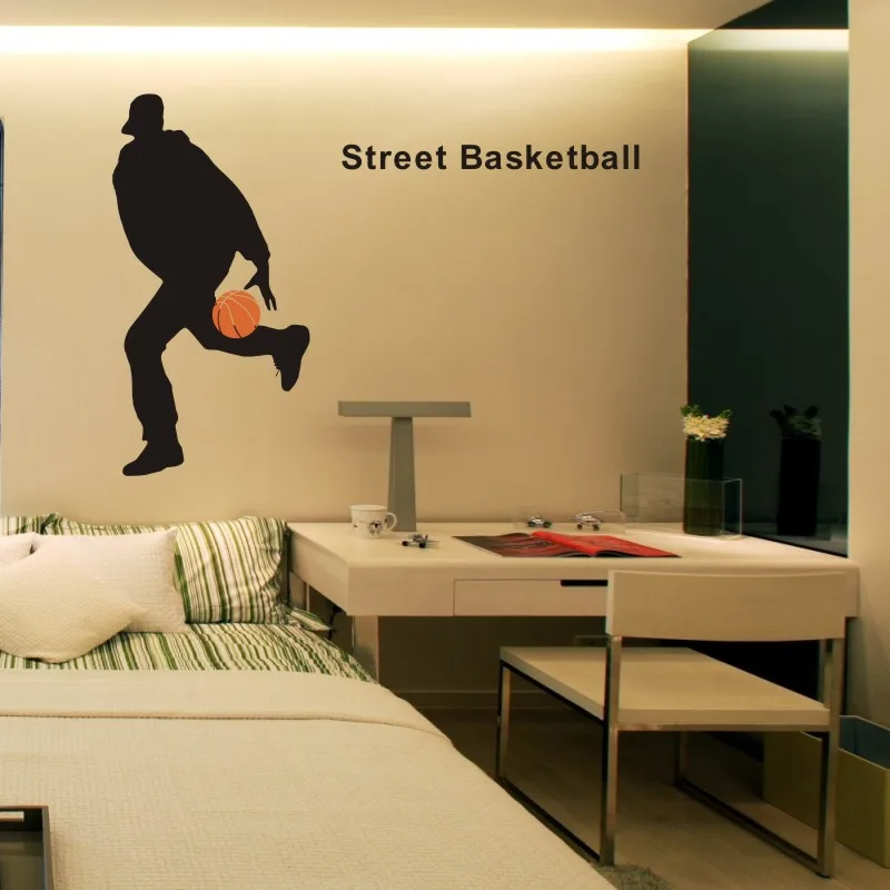 DCTAL Street Basketball Player Sticker Sports Decal Posters Vinyl Wall Decals Pegatina Decor Mural Basketball Sticker