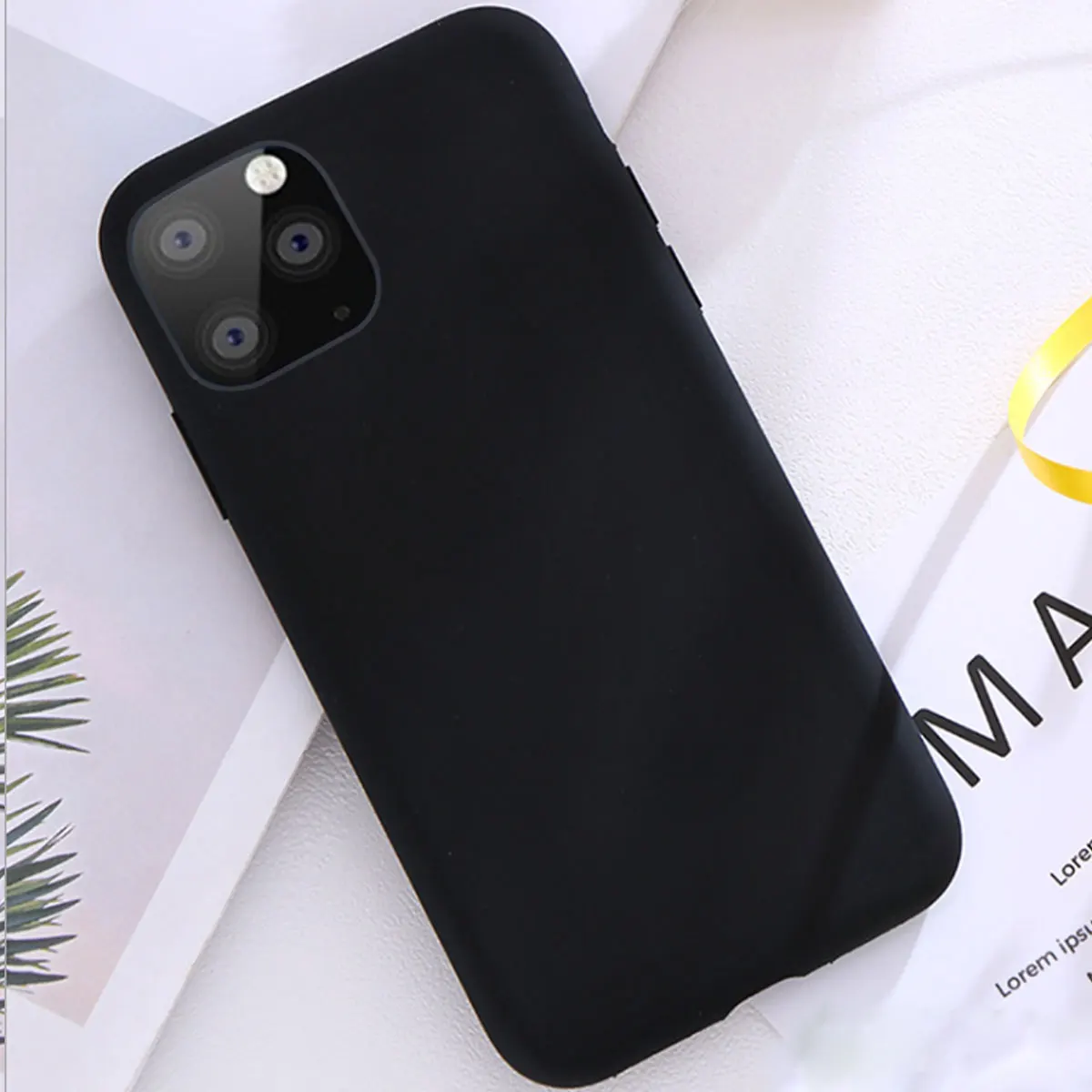 Black Тонкий мягкий чехол для iPhone11 Pro Max роскошный жидкий силиконовый чехол для телефона ТПУ, конфетный противоударный чехол для iPhone чехлы - Цвет: Black