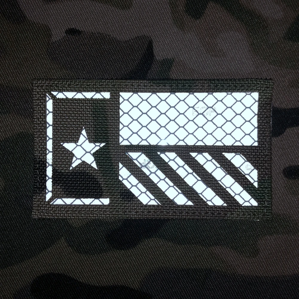 

White Pattern Laser Cutting National Flag, Reflective Materials Patch