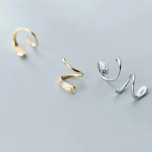 Серебро 925 пробы Для женщин, стилизованные под змею, ушные клипы уха пряжка кольцо Плотно набит Мини Двойное кольцо серьги ювелирные изделия из жемчуга G1901