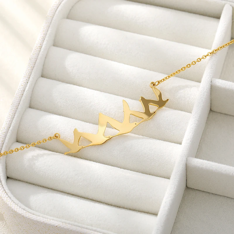 Rose Gold Bird Bracelet Minimal Filve Dove Bracelet Femme Stainless Steel Women's Fashion Accessories Best Friend Gifts Idea BFF