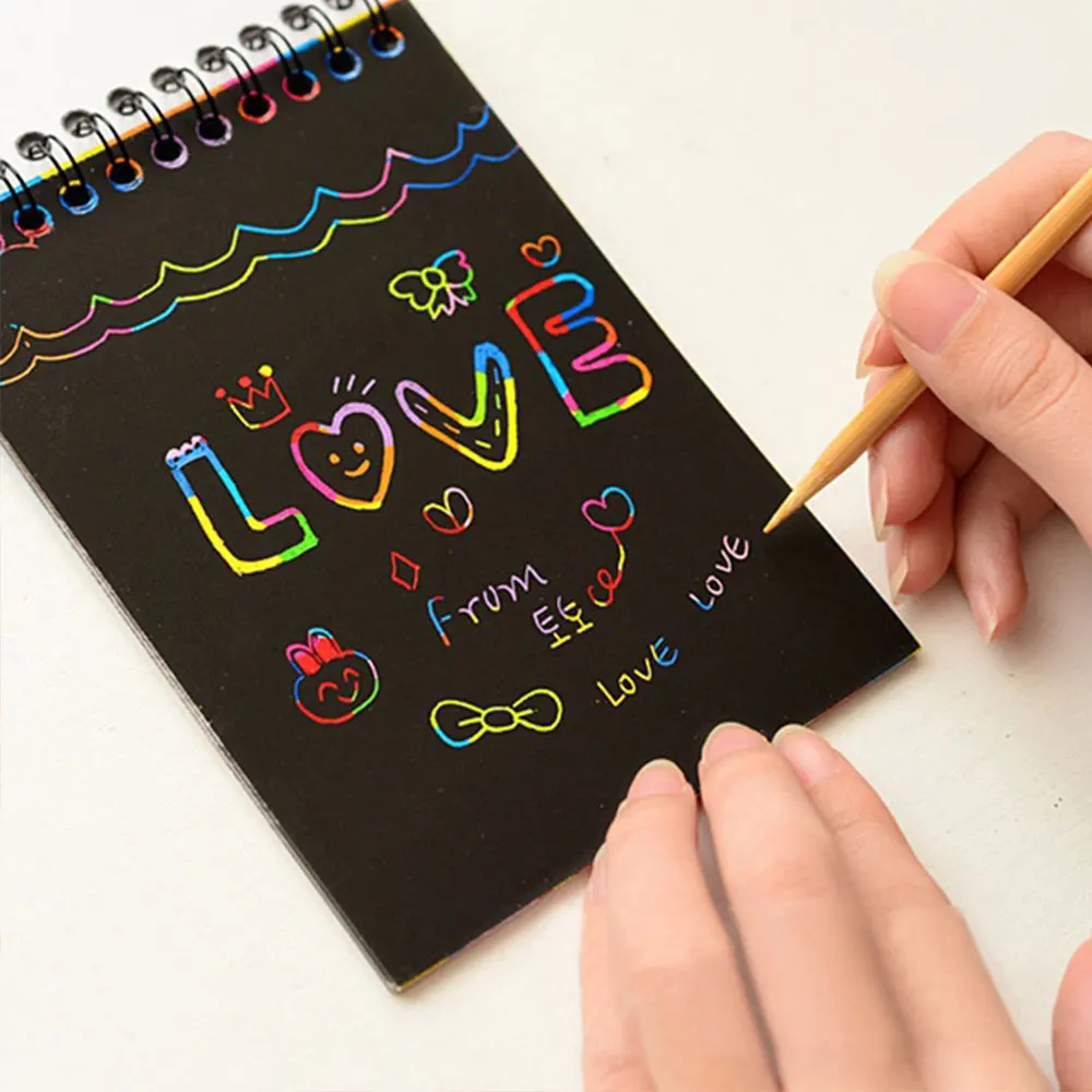 Scraping Painting Book DIY Paper Thick Child Graffiti Magic Painting Colorful Draw Scrapbook Describe Notebook Fun Tools
