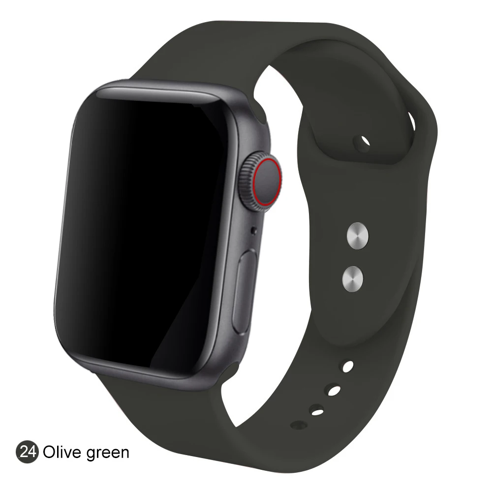 Dark olive Мягкий силиконовый сменный спортивный ремешок для 38 мм Apple Watch Series1 2 3 4 5 42 мм наручный браслет ремешок для iWatch Sports Edition - Цвет ремешка: Dark olive