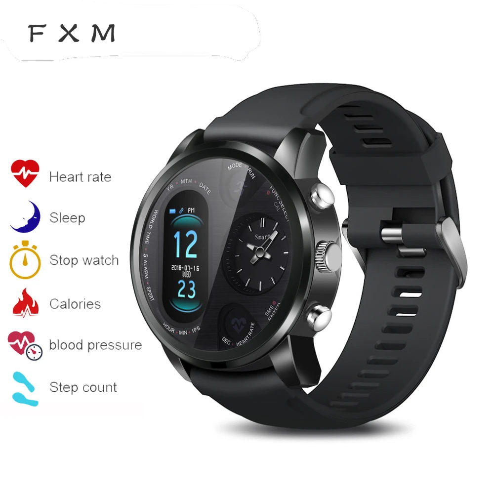 

FXM Smart Watch Men T3-PRO Dual Time Waterproof IP67 Heart Rate Bluetooth Activity Tracker Men Smartwaches Sport for IOS Android