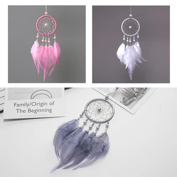 

Tri-Color Mini Car Ornaments Original Handmade Dream Catcher Pendant Innovative Gifts Wind Chimes Dreamcatcher