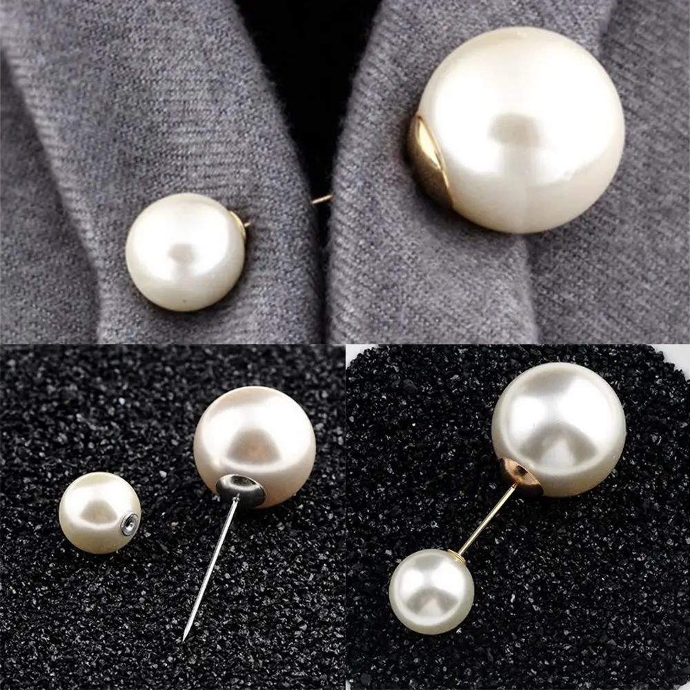 

Large Size Double Headed Size Pearl Pin Neckline Brooch A- line Brooch Cardigan Scarf pi jian kou Women's Brooch Collar Pin