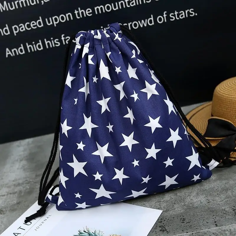 Fashion Style Student Shoulder Storage Bag Women Men Drawstring Travel Beach Backpack Leaf Bag Toys Shoes Clothes Organizer
