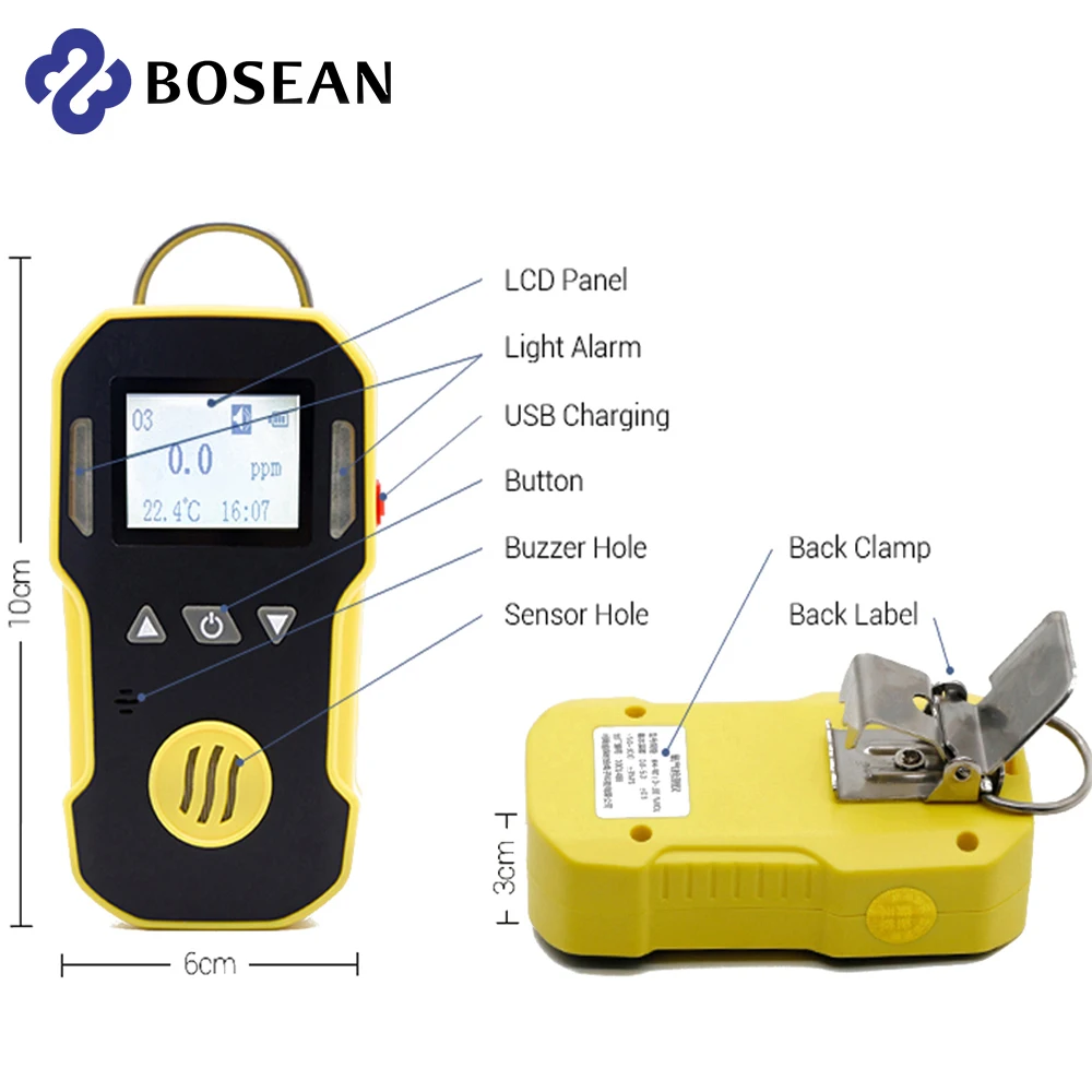 Озоновый детектор газа Bosean O3 Портативная сигнализация detetcor для воды пыли