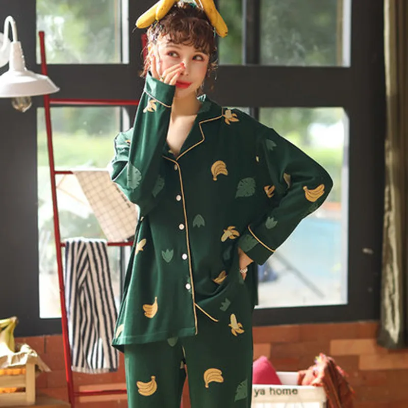 

Pajamas, Korean version, spring and autumn winter cotton, cardigan, loose, lovely long sleeves, two suits, home furnishing.
