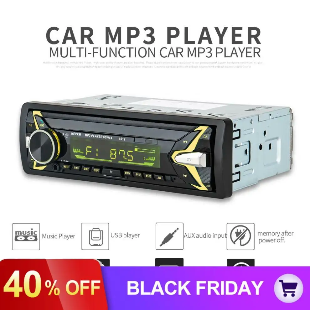 12 в 1 DIN в-dash Bluetooth 7 цветной светильник для автомобиля стерео fm-радио авто MP3 аудио плеер Поддержка громкой связи Aux вход SD USB MP3