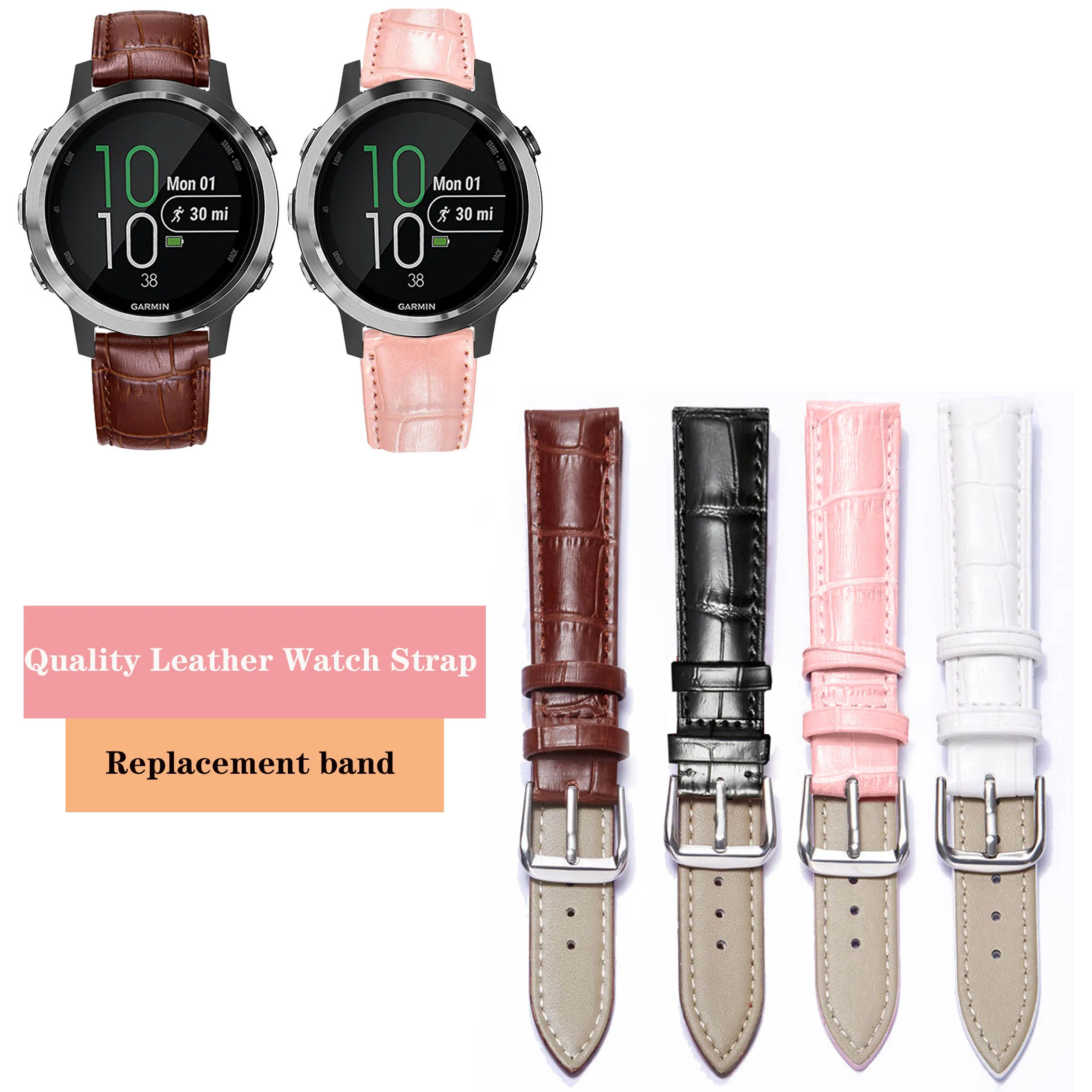 

Ремешок кожаный для наручных часов Garmin Forerunner 645, 645, 245, 245 м, для Benz Sq/ Vivomove HR, 20 мм, 22 мм