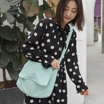 

Fashion Women Canvas Messenger Bags Simple Eco Reusable Foldable Ladies Shoulder Bags Large Capacity Girls Casual Tote Handbags