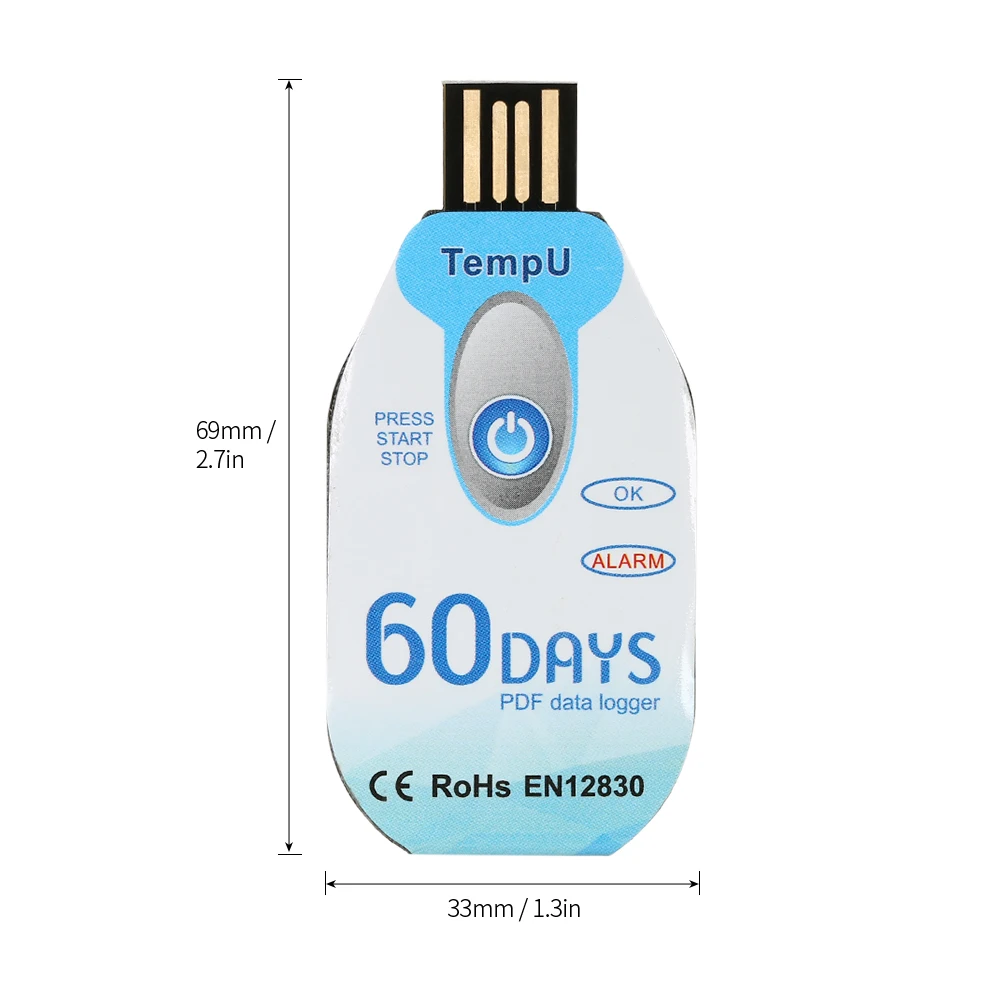 USB 2,0 PDF одноразовый регистратор данных температуры 60 дней холодной цепи термометр рекордер для биологической/медицинской химической промышленности