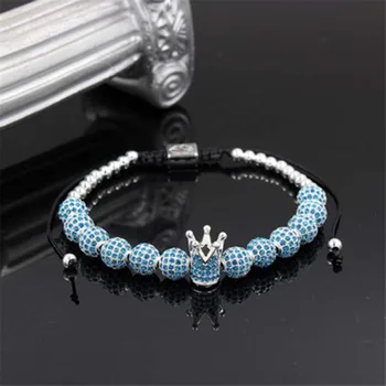 

Charm Bracelet / Women / Men / Gold / Blue / Rose Gold / Bracelet Stainless Steel Bead Bracelet Crown CZ Pave Zircon Jewellery