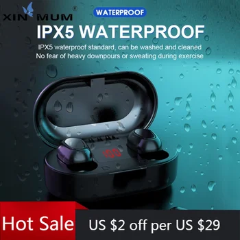 

L22 True Wireless Earphones TWS Bluetooth 5.0 LED Digital Display Waterproof Earphones Earbuds with Charging Box Headset