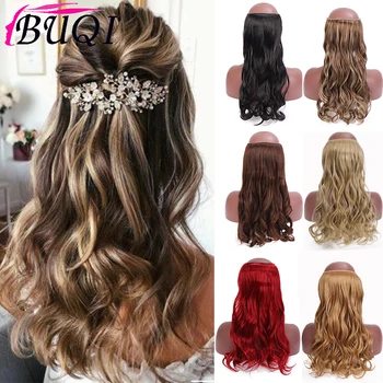 

Buqi Invisible Wire No Clips In Hair Extensions Secret Fish Line Hairpieces Long Synthetic Straight Wavy Hair Extended