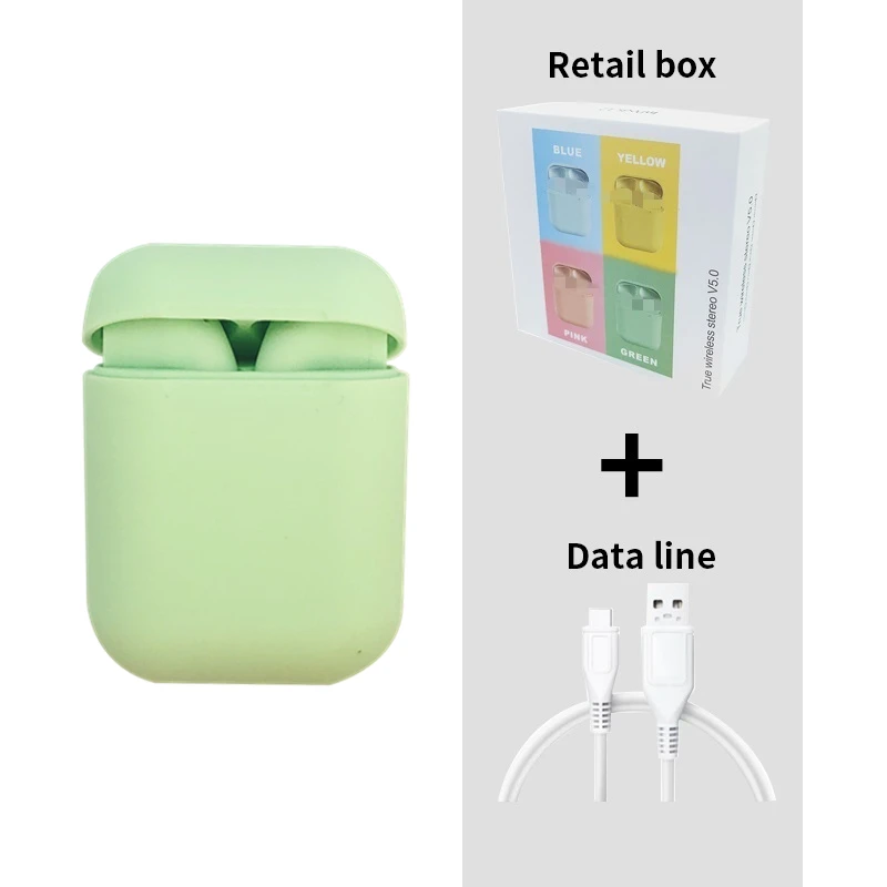 green Наушники i12 tws Bluetooth 5,0, беспроводные наушники, бизнес гарнитура, свободные руки, спортивные наушники для Iphone, Xiaomi, samsung, huawei - Цвет: green
