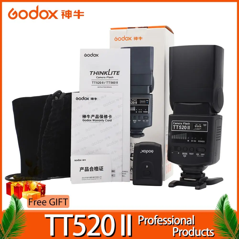 Günstig Godox TT520 II Flash TT520II mit Build in 433MHz Drahtlose Signal + Farbe Filter Kit für Canon Nikon pentax Olympus DSLR Kameras