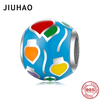 

Colorful enamel crafts 925 Sterling Silver Charm Beautiful pattern Beads Jewelry Making Fit Original European Charms Bracelets