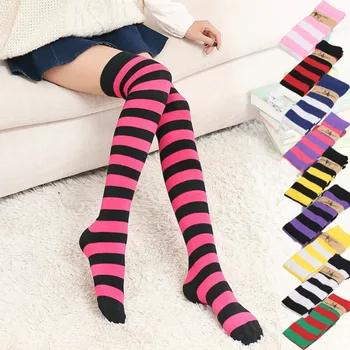 

Women Striped Thigh High Stockings Over Knee Socks Warm Long Socks Compression Stocking Christmas Socks
