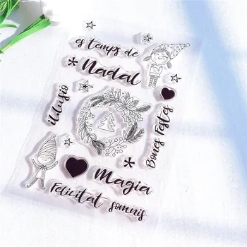 

10*15 Spanish Merry Christmas Clear Stamps Transparent Silicone Seal for DIY Scrapbooking Photo Album Decoration Craft Stamp