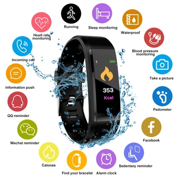 

2020 Smart Wristband Fitness Bracelet Blood Pressure Measurement Smart Bracelet Heart Rate Waterproof Pedometer Smart Band Watch