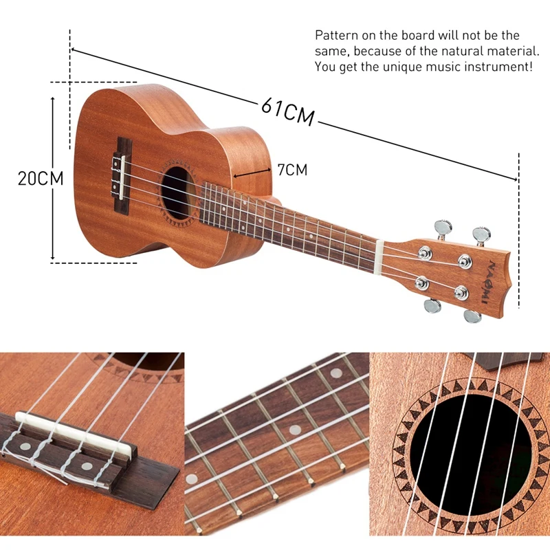 NAOMI Студенческая сопрано укулеле с Aquila струны Sapele Ukulele для студентов начинающих