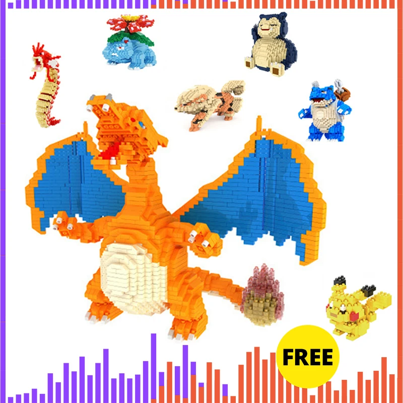 DIY мини конструктор кирпичи Покемон Charizard японское аниме алмазная карманная