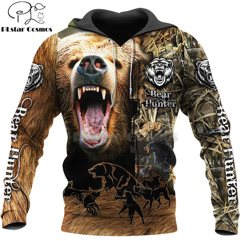 PLstar Cosmos bear HUNTING 3D Printed Shirts 3D Print Hoodies/Sweatshirt/Zipper Man Women big black bear Bow Hunter Bear-2