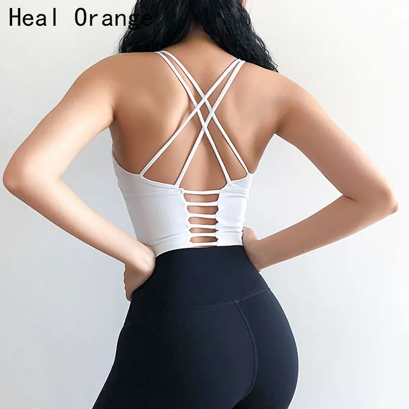 Heal Orange Sports Top Vest Beauty Back Sports Bra Top Shock-Proof Gathering High-Intensity Sport Bh Yoga Underwear Fitness Bra