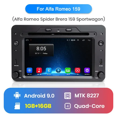 1GB - 16GB Junsun 4G+ 64G Android 9,0 DSP для Alfa Romeo 159 Паук автомобильный Радио мультимедийный плеер стерео gps навигация Carplay 1 din DVD - Цвет: 1GB - 16GB