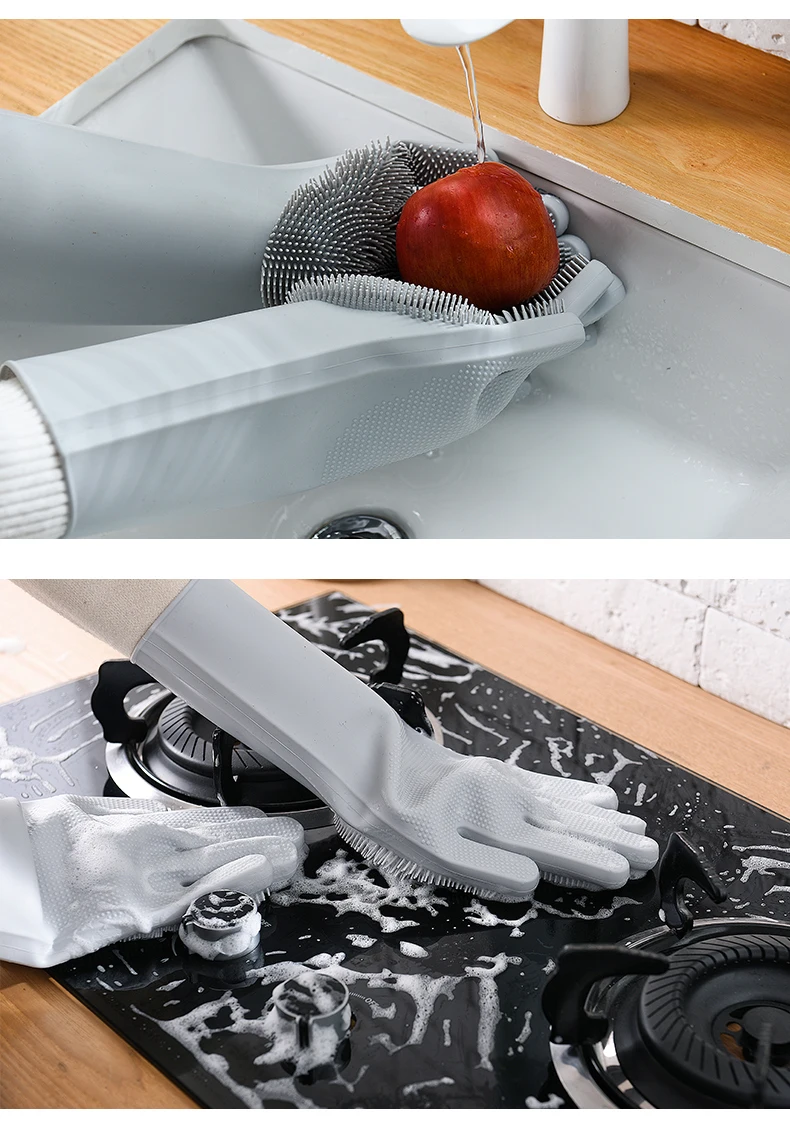 Волшебный силиконовый посудомоечный скребок, кухонная моющая губка для мытья посуды, скраб, 1 пара резиновых перчаток