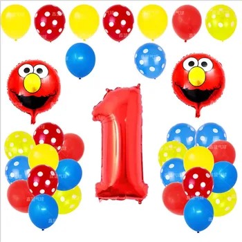 

Sesame Street Theme Party Decoration Baby Birthday First Aluminum Film Latex Balloon Set Birthday Supplies