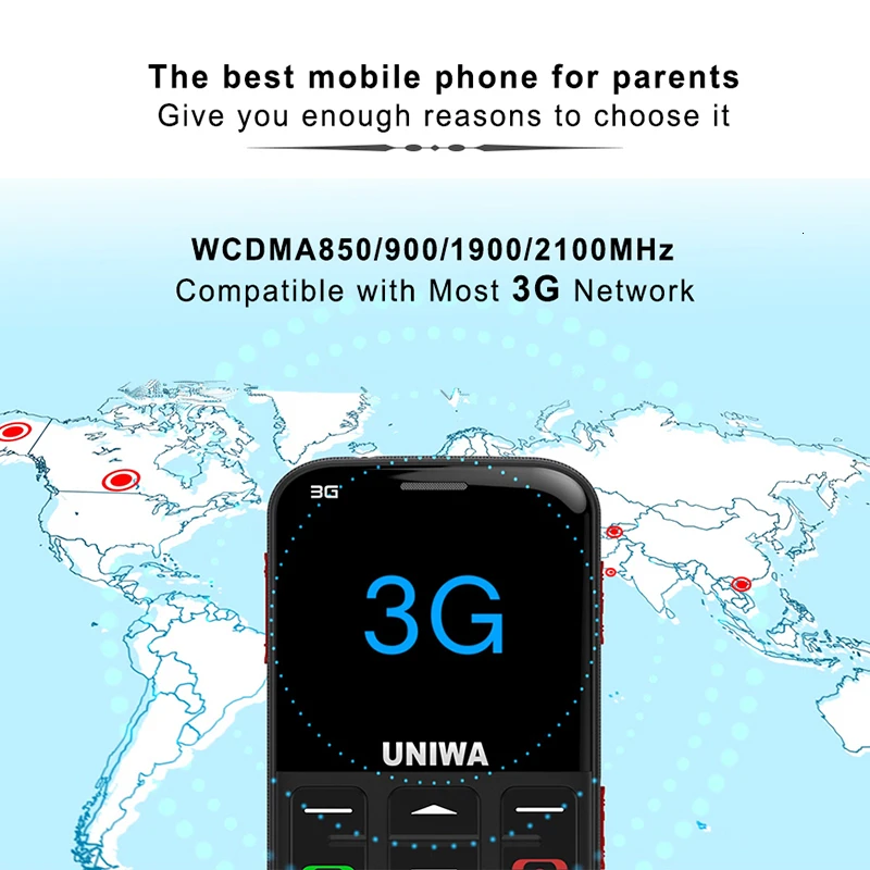 WCDMA 3G русская клавиатура старый человек мобильный телефон кнопка SOS 1400mAh батарея 2