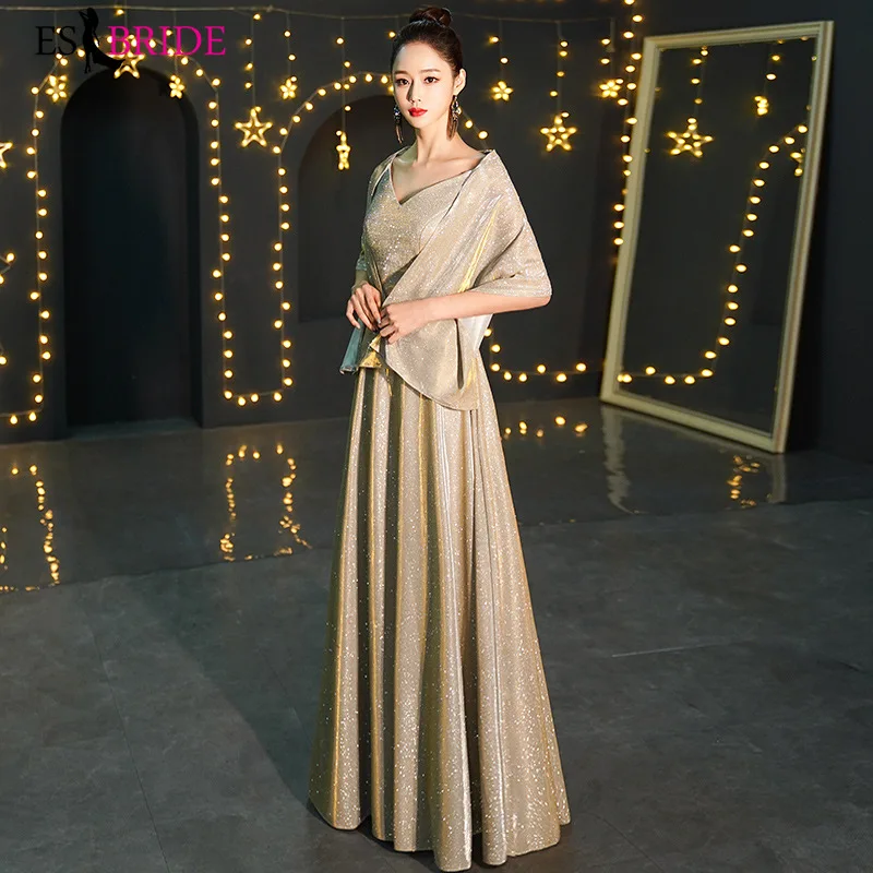 Robe De Soiree торжественное платье длинное для женщин Элегантный Спагетти ремень блестящая ткань новейший дизайн Вечеринка платья ES2780-1
