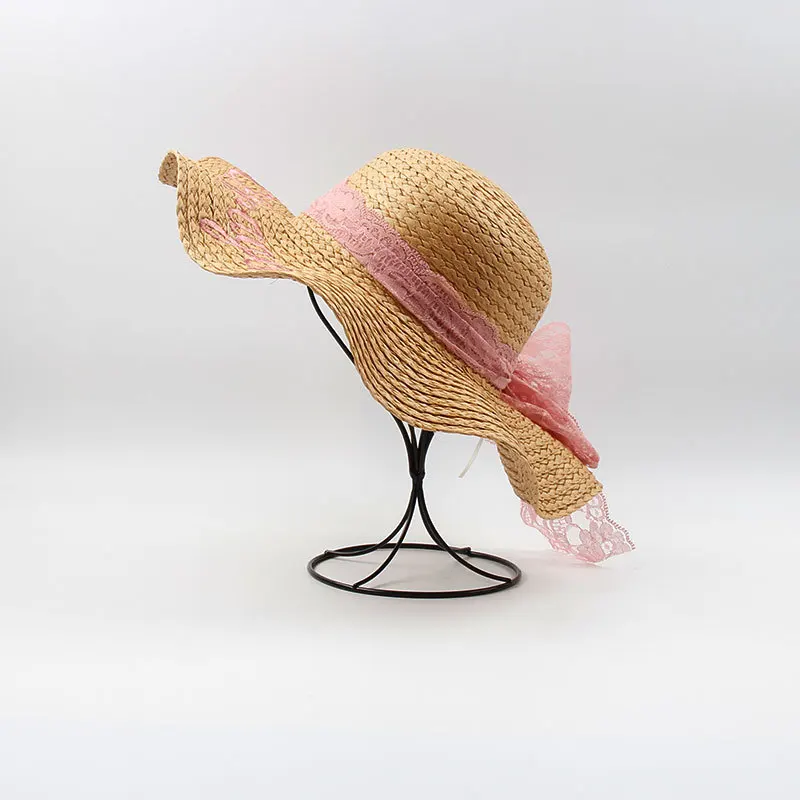 Summer Parent-child Beach Hat Female Casual Hat Lady Women Flat brim Bowknot Straw cap girls Sun Hat