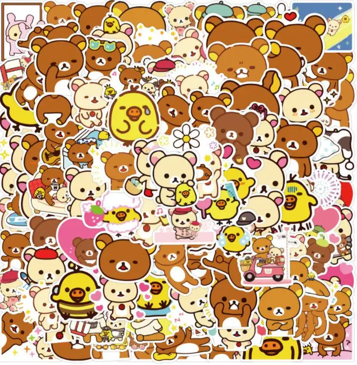 10/30/50/100pcs  New Rilakkuma  For Snowboard Laptop Luggage Fridge Car- Styling Vinyl Decal Home Decor Stickers 10 30 50 pcs new dachshund doodle personalized stickers for suitcase fridge notebook helmet skateboard guitar toy luggage laptop