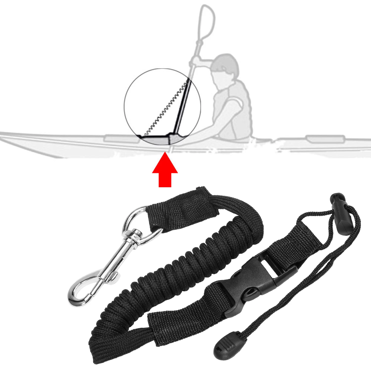 

Kayak Paddle Holders Kayak Adjustable Safety Paddle Leashes Deck Mounted Clips Universal Kayak Paddle Holder Tool