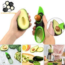 3 In 1 Avocado Slicer Shea Corer Butter Fruit Peeler Cutter Pulp Separator Plastic Knife Kitchen Vegetable Tools Kitchen Gadgets