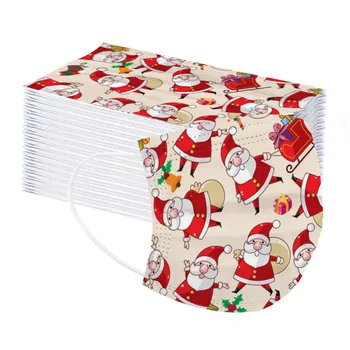 

100pc Children's Christmas Printed Mask Disposable Protective Face Masks Navidad Mascarillas Child Kids Mascarilla Masks Masque