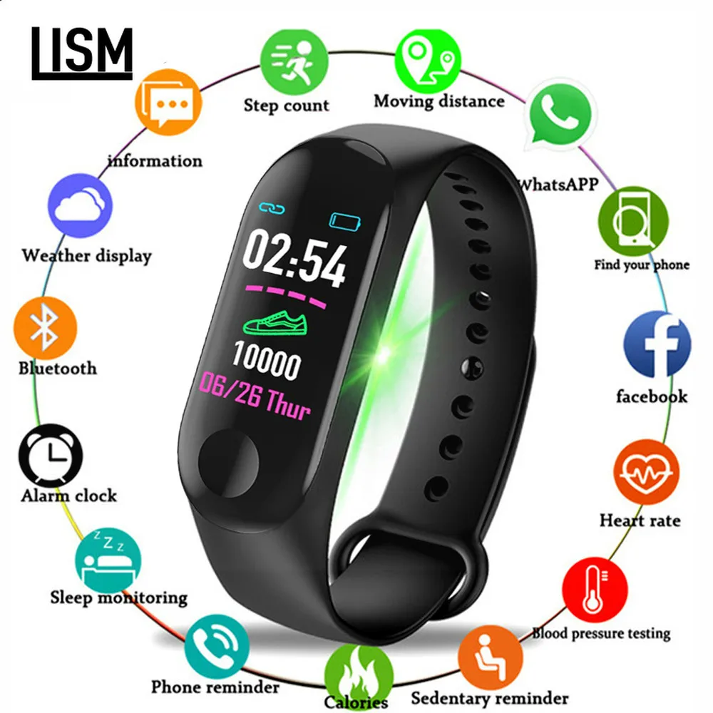 

M3 Plus Smart Bracelet Heart Rate Blood Pressure Health Waterproof Smart Watch M3 Pro Bluetooth Watch Wristband Fitness Tracker