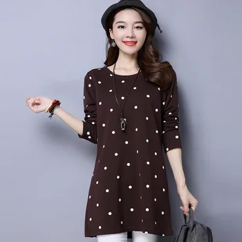 

Big Code Lady Top Long Money Loose Slim Wave Point Knitting Backing Shirt 2019 Pack