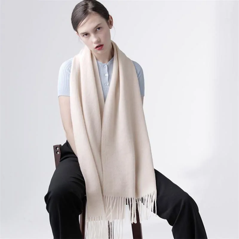 SupSindy зимний женский шарф мягкий теплый 120 г кашемир шерсть шарфы для женщин роскошный пашмины шаль длинный шарф с кисточками женский - Цвет: 015