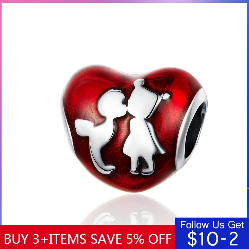 

CodeMonkey Enamel Heart Beads for Charm Bracelet Bangle 925 Sterling Silver Boy and Girl Friends Charms Luxury Jewelry C1187