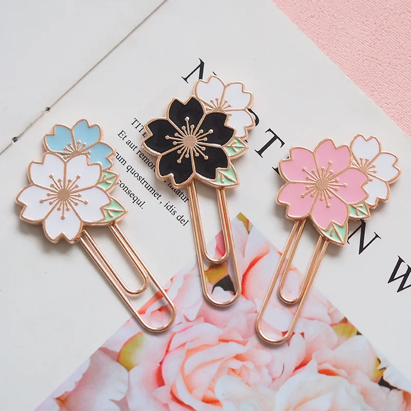 1 pcs Metal Cherry Blossom Bookmark Metal Bookmark,Bookmarks Stationery Supplies