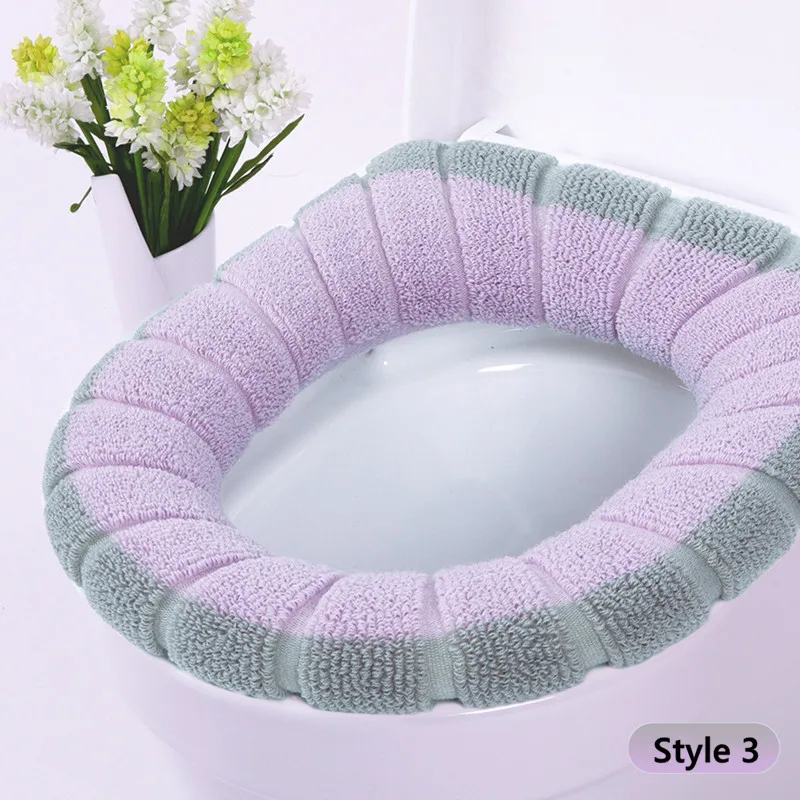 Style 3 Теплое сиденье для туалета накладки удаляемый моющийся коврик для подушки принадлежности для ванной комнаты - Цвет: Style 3